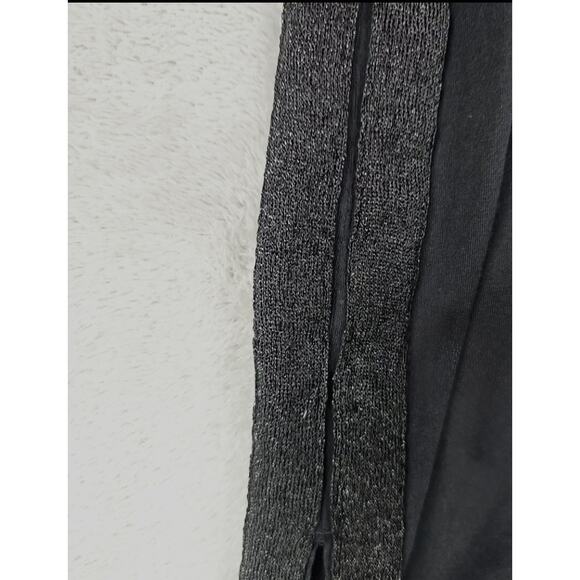 J Crew Tank Cotton Small Black Sleeveless V-Neck Tunic Side Tuxedo Slits Stripes - Picture 3 of 4